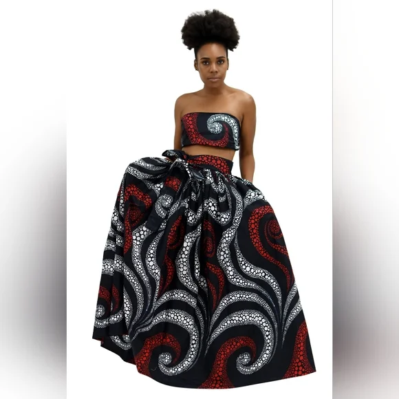 Ankara Print Maxi Skirt with Matching Bandeau/Scarf - Picture 2 of 10